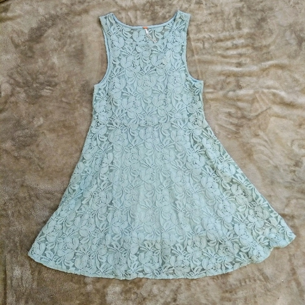 FP lace fit and flare mint blue skater dress NWT